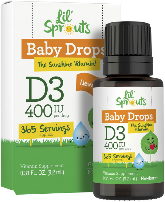 칼라일 릴 스프라우츠 액상 비타민 D3 400 IU, 1개, 9.2ml