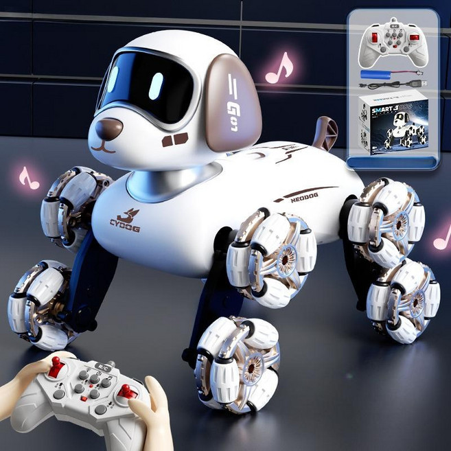 AI 로봇 강아지 고양이 개 애완 장난감 선물, AI 기능 없음, 1개, 기본모델 - 브라운독 + 리모콘