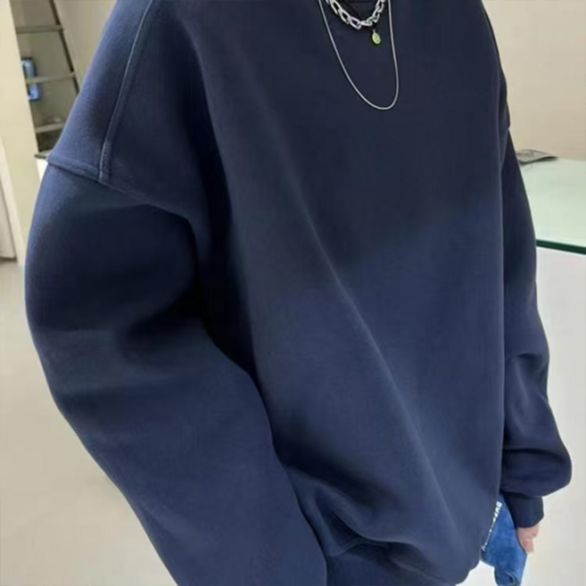 오스틱니 97.5kg까지 빅사이즈 루즈핏 여성용 가을겨울 라운드넥 심플 단색 기모 데일리 맨투맨