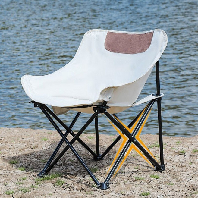 月亮椅休閒美術寫生可調節便攜式月亮椅戶外野餐擺攤休閒摺疊椅子, 1件, 白色月亮椅:如圖所示