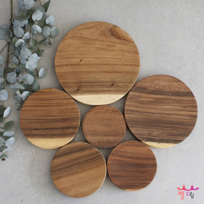 원목 디저트 원형 플레이트 접시 레인트리 플레이팅 도마, 1개
