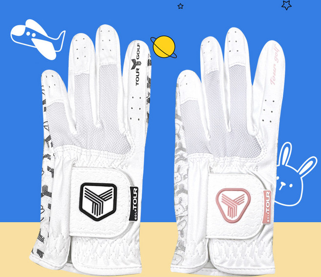 투어골프 시원한 주니어 골프장갑 쿨 메쉬 어린이용 좌우세트, TGW-09_베이비핑크/양손