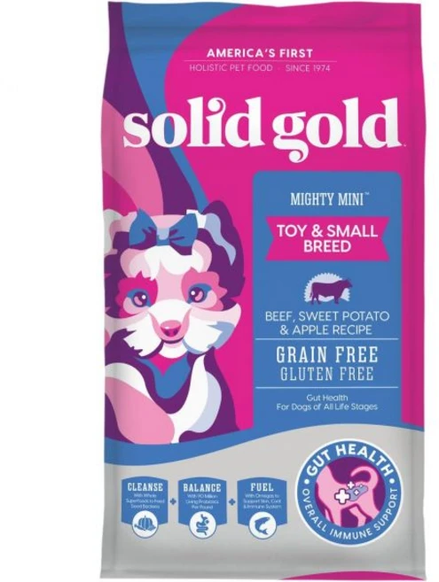 솔리드 골드 헌드N플로켄 양고기 쌀 오메가 3 식용유 포함 반려견 사료 건조 프로바이오틱스 24파운드, Beef & Sweet Potato, 4 Pound, 1개 - 쿠팡