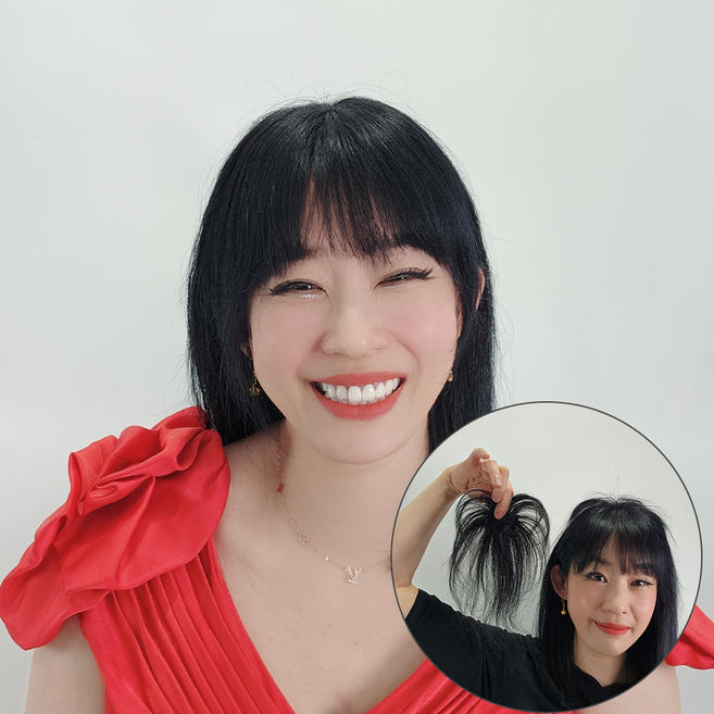 천연인모 탑피스 부분가발 원핀 정수리 헤어볼륨피스 탈모커버, 내츄럴 블랙, 1개, 볼륨원핀