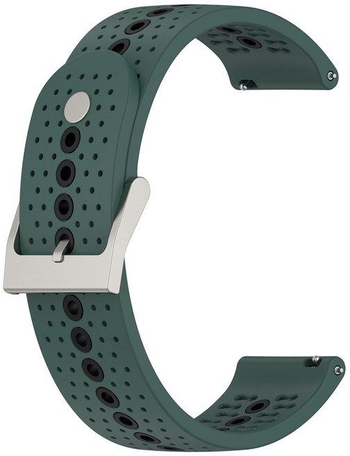 Garmin Venu 2 Plus 20mm 運動矽膠錶帶 雙色透氣錶扣式腕帶, 橄欖綠黑, 1個