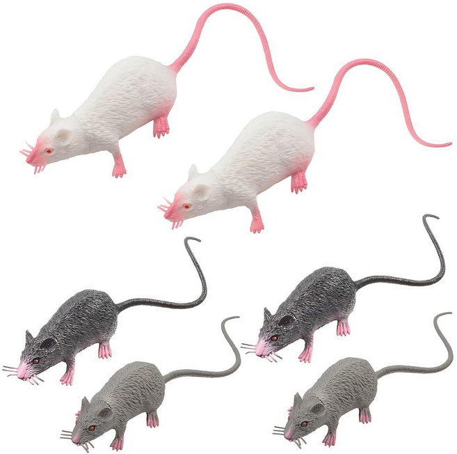123686 Shanmeidㅤ 6피스 가짜 쥐 장난 고무 사실적인 플라스틱 실물 같은 마우스 소름 끼치는 할로윈 물건 파티 선물 만우절 장식 트릭 소품 (블랙 그레이 화, 123686 Shanmeidㅤ 6피스 가짜 쥐, 장난