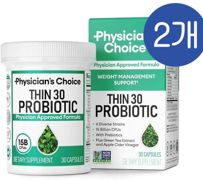 피지션즈초이스 씬 30 프로바이오틱스 150억 유산균 캡슐 Physician's CHOICE Thin 30 Probiotics, 2개, 30정 - 쿠팡