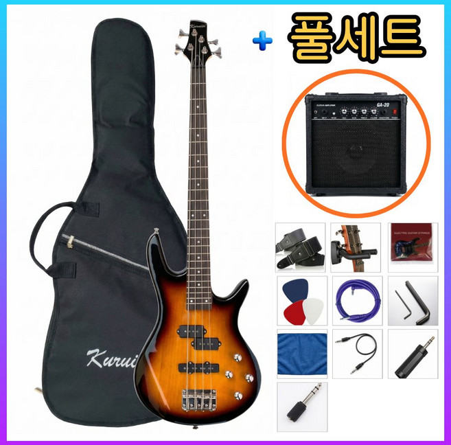 뮤즈원 베이스기타 세트 앰프 가방 포함 일렉트릭 선셋 1개, 블랙, SS47