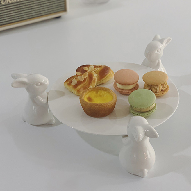 토끼 케이크 스탠드 카페 디저트 트레이 원형 3호 + 토끼 3p 세트, 1세트