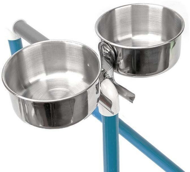 앵무새 2구 모이통 밥그릇 세트 스텐 식기 먹이통 집게, 09.대형 더블클립컵(6.5x5.5cm)