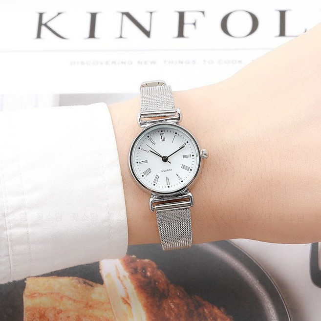 꽃소담 여성 쿼츠 메탈 손목시계 28mm 세이지 컬렉션 메쉬 스틸 여자 시계 선물추천 MQ915