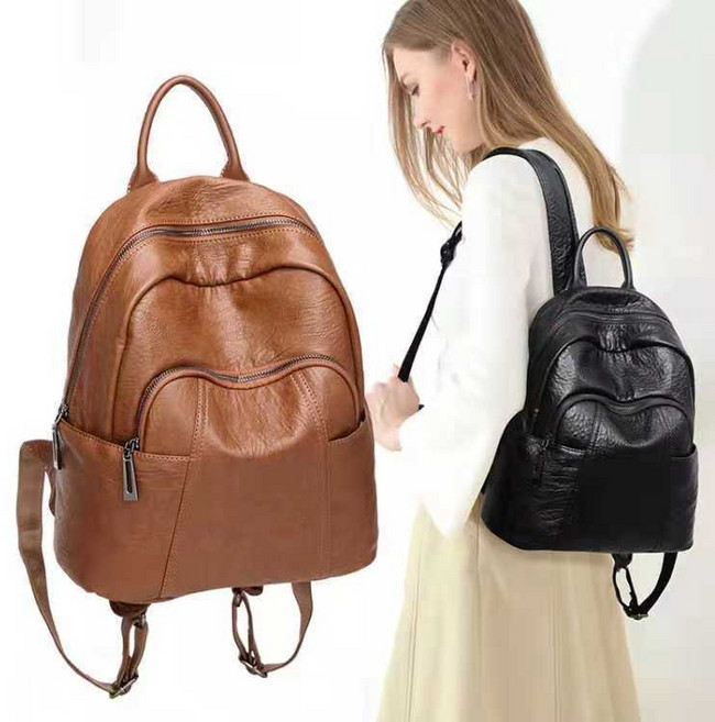 AOKADA 여성 소가죽 데일리 여행 캐주얼 백팩