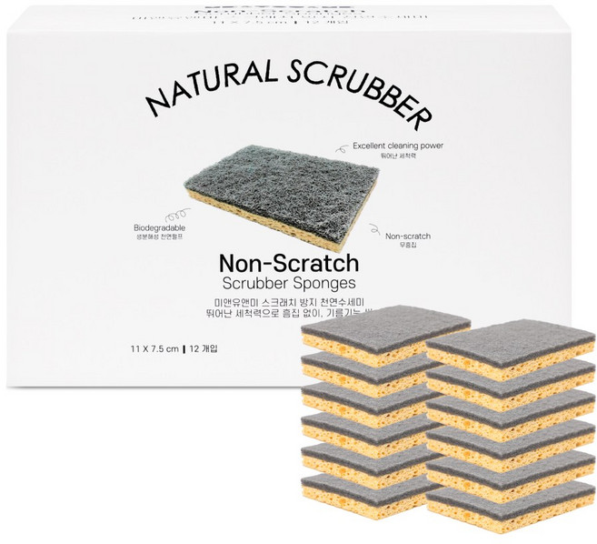 미앤유앤미 셀룰로오스 스펀지 주방 양면 수세미 한박스 12개입, 12개, 1세트