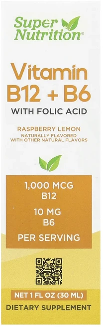 단백질 비타민 철분 마그내슘 칼슘 Super Nutrition 비타민B12 시아노코발라민 비타민B6 엽산 함유 라즈베리 레몬 맛 30ml(1fl oz) 고루고루섭취해주세요, SuperNutrition비타민B12시아노코발라민비타민, 1개, 30ml - 쿠팡