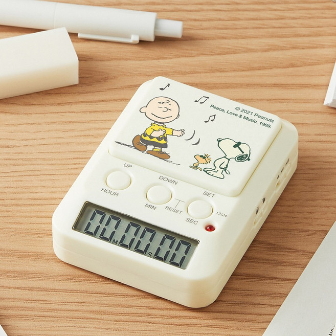 스누피 스톱워치 공부타이머 스탑워치 학습타이머, 1개, 춤추는찰리브라운
