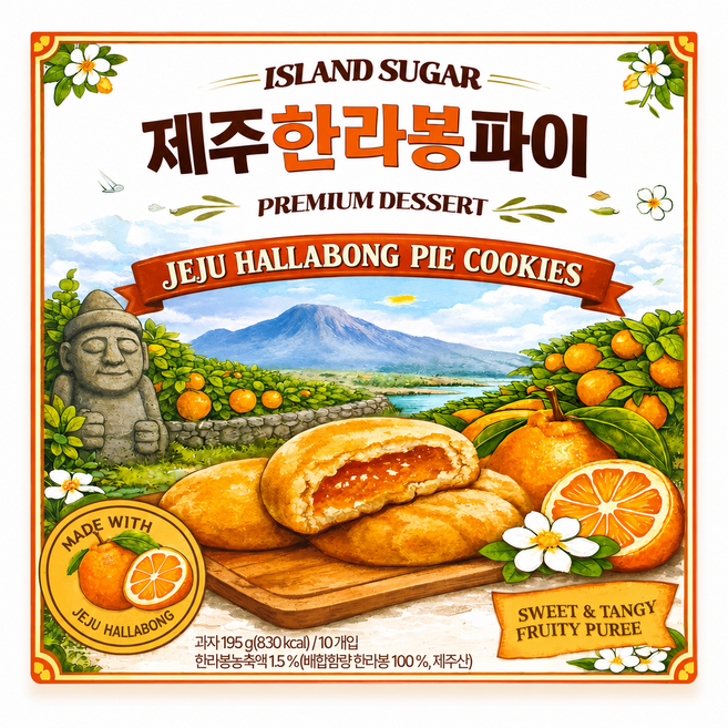 제주한라봉파이 10pcs 제주 한라봉 간식 안주 과자, 10박스, 195g
