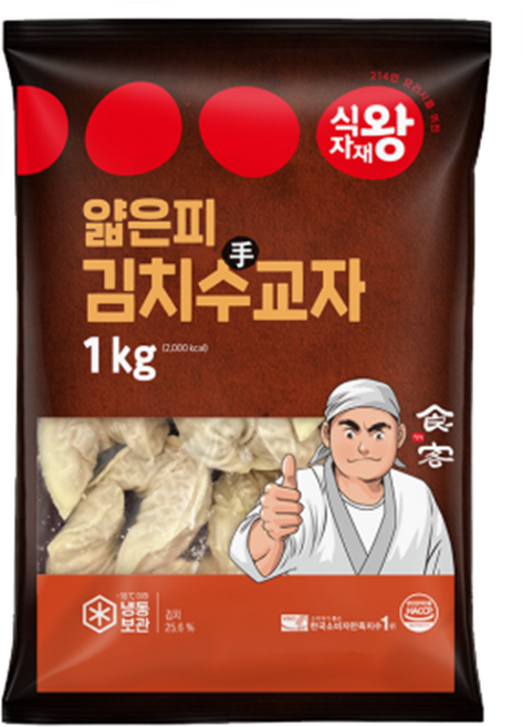 식자재왕 얇은피 김치수교자만두, 6개, 1kg