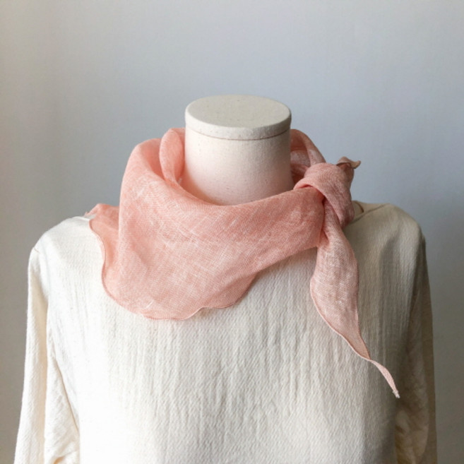 여성 린넨스카프 목 삼각 쁘띠 봄 가을 여름 간절기 퓨어 고급 머플러 목손수건 여자 무지 국내산
