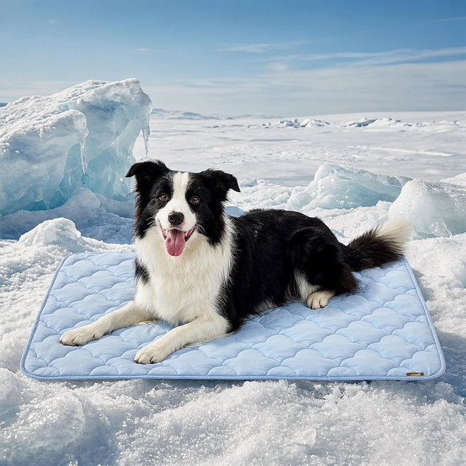 초대형 반려견용 MAX 반려동물용 상자 조미시아 매트 통기성 반려견 5인치 쿨링 얇은, Blue, 35x22"(LCrate)