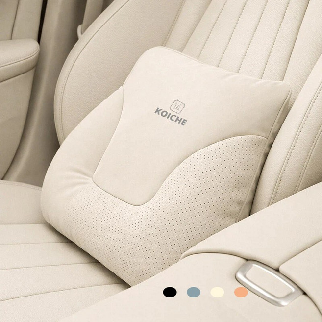 코이체 차량용 등받이쿠션 프리미엄 소프트 가죽 허리쿠션, 1개, 코튼 베이지