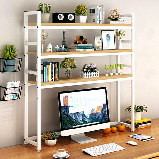 엔조이리빙 높이조절 책상선반 다용도 책장 책꽂이 HC, 화이트, 3단