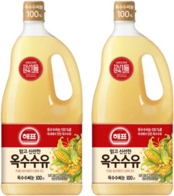 옥수수유 옥수수기름 사조 해표, 2개, 1.8L
