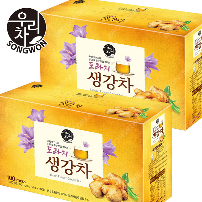 도라지 생강차 100T+100T/율무차 쌍화차 천마차 녹차, 14g, 100개입, 2개