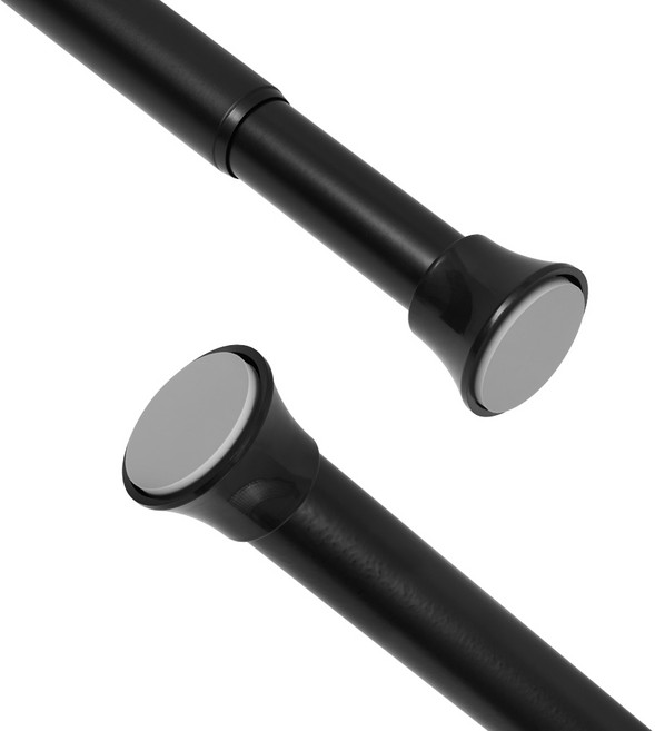 Vellichor 초강력 간편설치 길이조절 못 없이 25mm 무타공 압축봉 커튼봉, 블랙