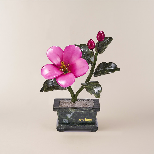 승진 영전 축하 취임선물 개업 이사 집들이 선물 옥난 옥화 옥화분/ 아토제이드 옥꽃 미니 무궁화 사각, 퍼플