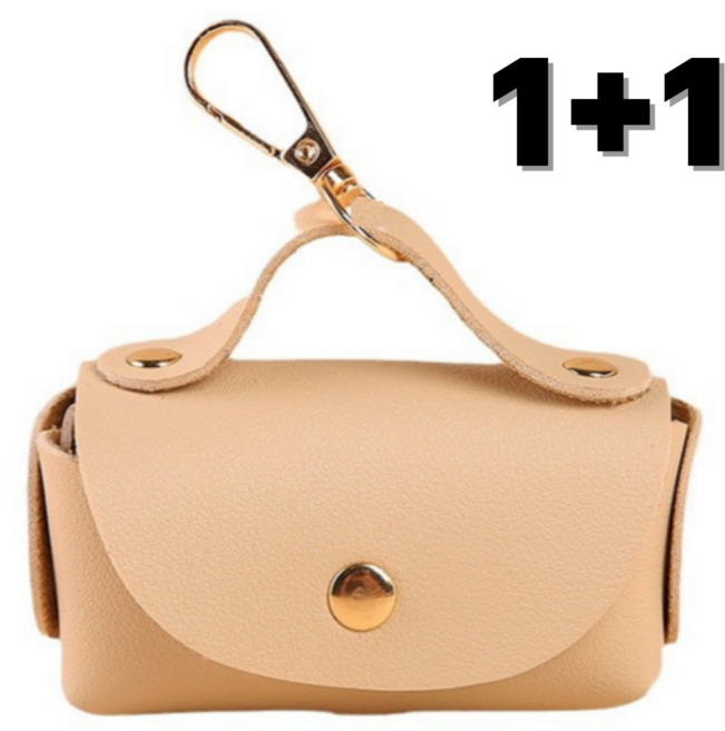 쉬어가게 강아지 배변봉투 케이스 가죽 풉백, 베이지, 1개입, 1개