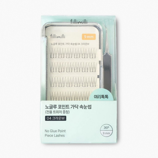 필리밀리 노글루 포인트 가닥 속눈썹, 1개, 크라운W