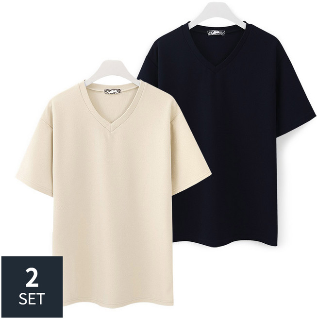 2장묶음 (1+1) 리버플 브이 엠보반팔티 (MDBT069LW)