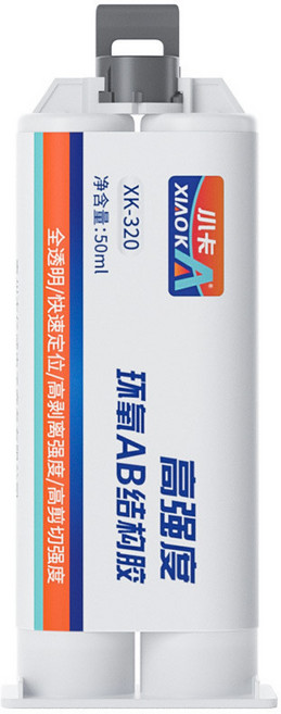 XIAOK/A/ XK-320 高強度環氧AB結構膠 50ml 全透明/快速定位/高黏度強度, 1個, 環氧樹脂AB膠