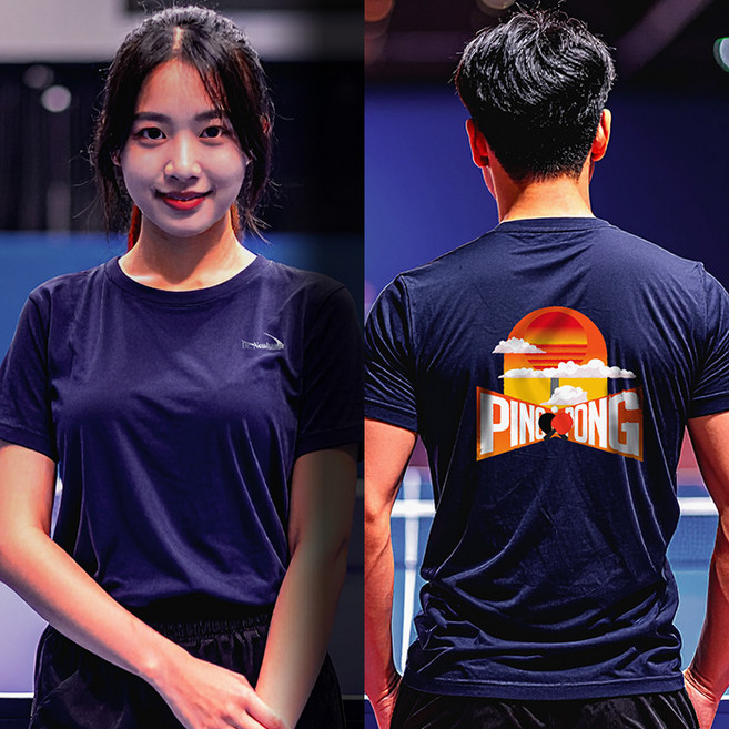 닥터노이바우어 - 드라이 라운드 티셔츠 DTRUS-26016 남녀공용 탁구 반팔티 네이비