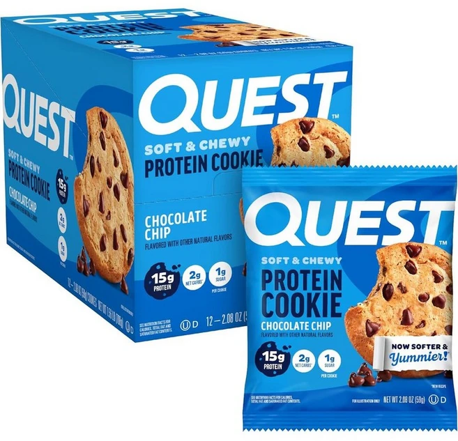 퀘스트뉴트리션 초콜릿칩 프로틴쿠키 12개입 고단백 저당 키토간식 Quest Nutrition Chocolate Chip Protein Cookie 12 Count - 쿠팡