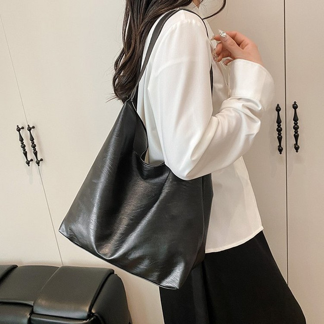 미로제로 모던 베이직 데일리 숄더백 무지 레더 데일리백