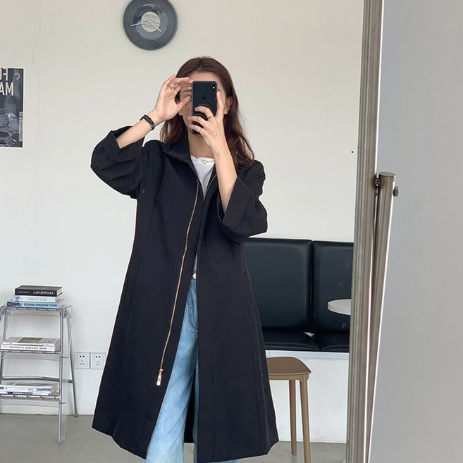 LF57100 봄가을 벨트 롱 집업 트렌치코트 야상 아우터