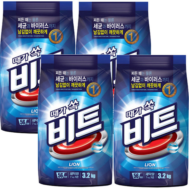 비트 분말세제 일반용 본품, 3.2kg, 1개입, 4개