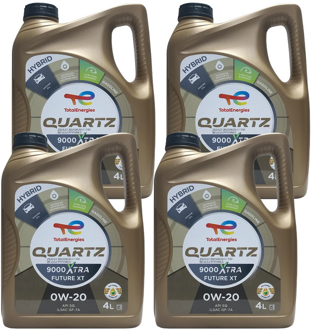 토탈 쿼츠 9000 엑스트라 퓨처 XT 0W20 4L x 4개 1박스 16L 하이브리드 전용 100% 합성 엔진오일 API SQ 프랑스 토탈에너지스 에코-사이언스 테크 적용 신제품