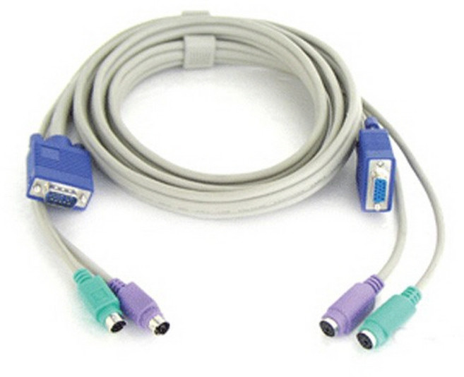 Coms KVM 케이블 연장 2M RGB PS2 C0242, 1개