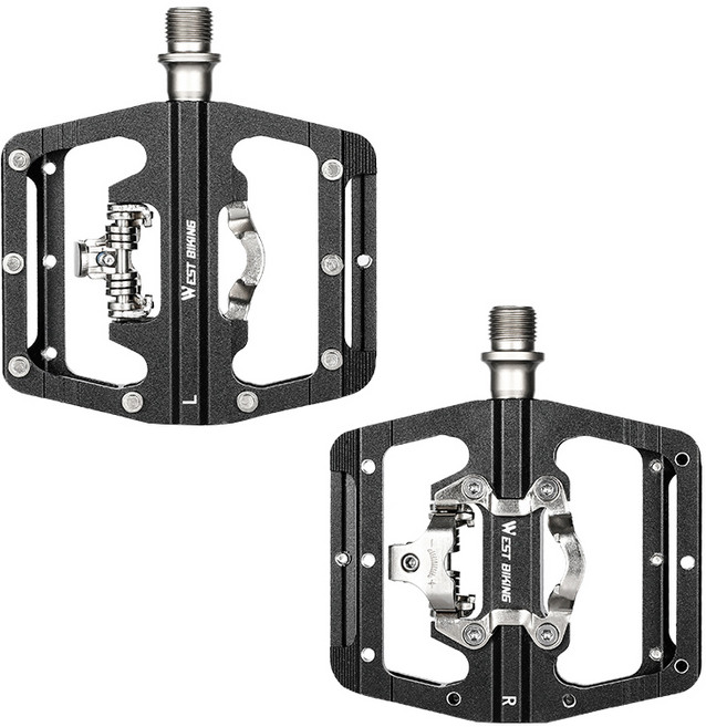 시그니처베이지 웨스트바이킹 자전거 시마노 호환 MTB 겸용 클릿 페달 YPZ084, 블랙, 1개