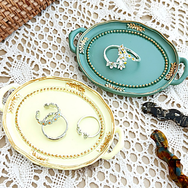 액세서리 거치대 주얼리 소품 트레이 반지대 진열대 보석 보관함, 옐로우