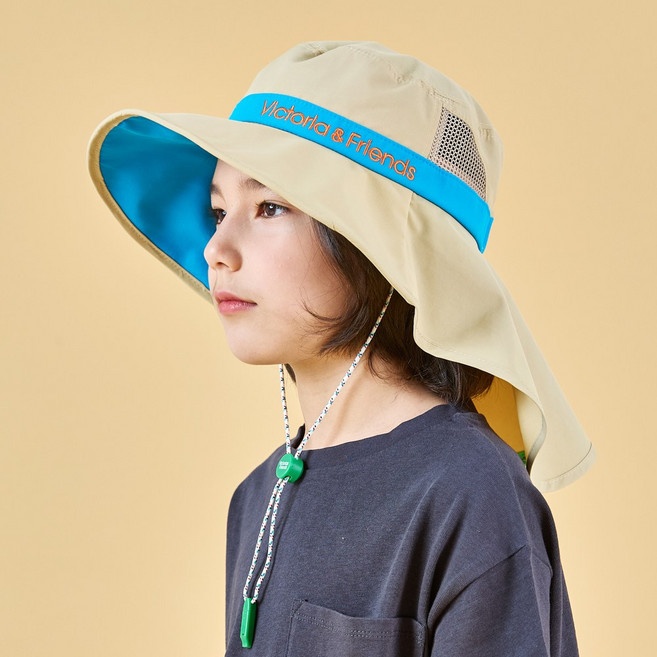 빅토리아앤프렌즈 플랩캡 물놀이모자]휘슬 챙모자_UV와이어 플랩썬햇