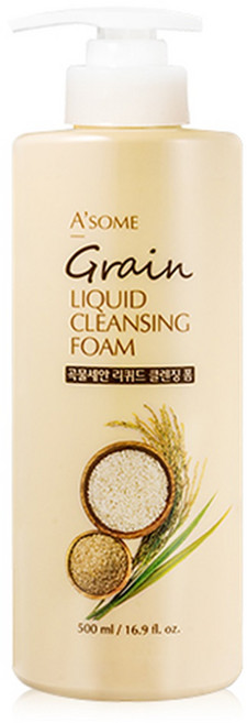 ASOME 대용량 펌핑형 곡물세안 딥클린 클렌징 폼, 1개, 500ml
