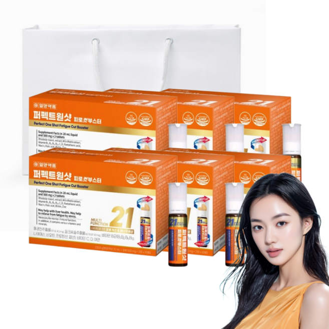 일양약품 올인원 영양제 종합비타민 미네랄 이뮨샷 선물 세트 쇼핑백 포함, 6세트, 10회분