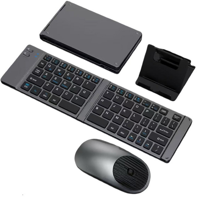 [캬오유] 키보드 마우스+세트 C타입 충전 블루투스 2.4G 휴대용, 접이식, 회색, W100