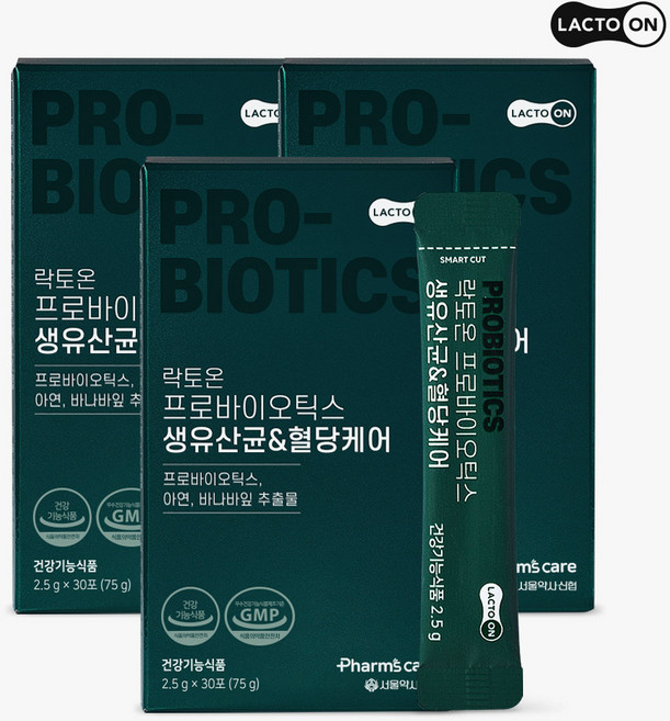 락토온 프로바이오틱스 생유산균 혈당케어 30포 3세트, 75g