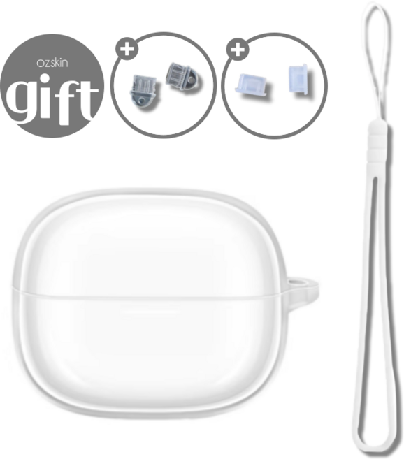 레드미 버즈 6 프로 투명 케이스 실리콘 랜야드, 화이트, 1개