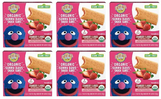 얼스베스트 EAR 이어th's Best 유기농 아동용 간식 세서미 스트리트 유아용 만 2세 이상 써니 데이즈 스낵 바 고구마와 당근 기타 천연 맛 박스당 바 7개(6팩), 6개들이 팩 - 쿠팡