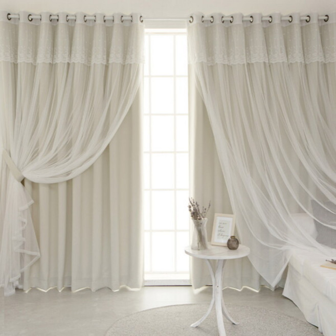 [까르데코] 디망쉬 암막+레이스커튼 긴창 4장세트(특대형)